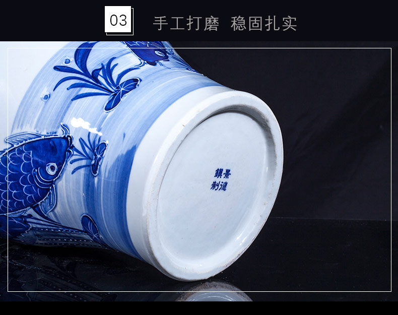 Blue and white porcelain of jingdezhen ceramics and the new Chinese style household furnishing articles sitting room porch decoration of large vase