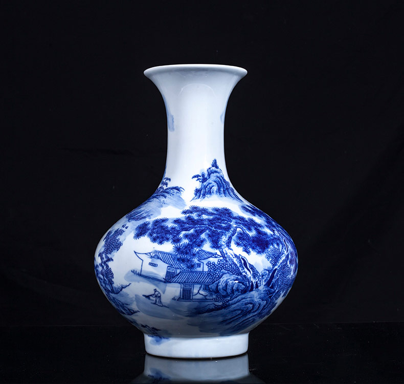 Jingdezhen ceramics furnishing articles sitting room flower vase hand - made scenery of TV ark, adornment of Chinese style household furnishing articles