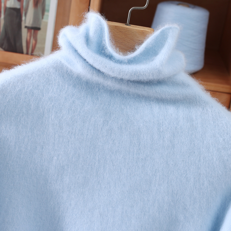 High-End Versatile Turtleneck Mink Sweater for Women, Autumn and Winter High-Neck Soft Knit Long-Sleeve Pullover Warm Base Sweater