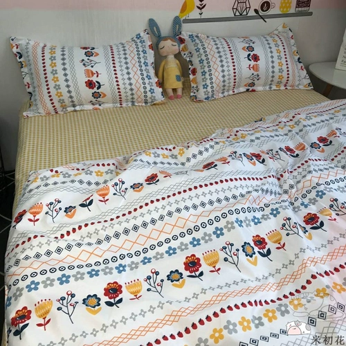 Корейский брендовый комплект, свежий пододеяльник, простыня, стиль бохо, 4 предмета, популярно в интернете, 3 предмета