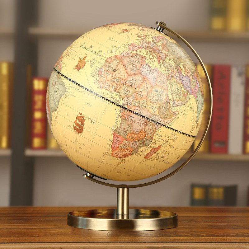 Retro earth students with junior high school students instrument ornaments Home living room study office high-grade decoration Antique desktop gifts lucky solid wood yellow 3D three-dimensional suspension children's teaching version large