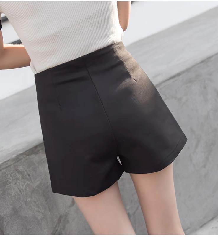 Mùa hè 2017 mới của phụ nữ Hàn Quốc eo cao một từ quần short đáy quần mặc quần âu rộng chân hoang quần đũi ống rộng nữ