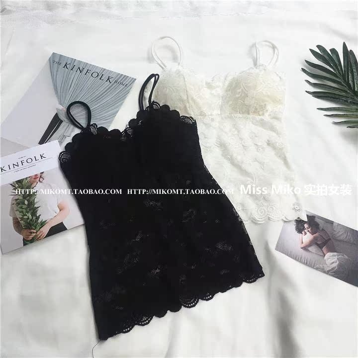 Trắng dài ren gợi cảm phía dưới dây đeo vest vest ống hàng đầu nữ chống nhẹ đai ngực áo ngực bọc ngực đồ lót áo bra mặc với vest
