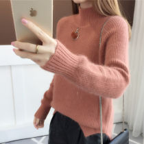 2021 autumn and winter new Korean version loose foreign style fashion semi-high collar pullover thickened sweater womens clothes