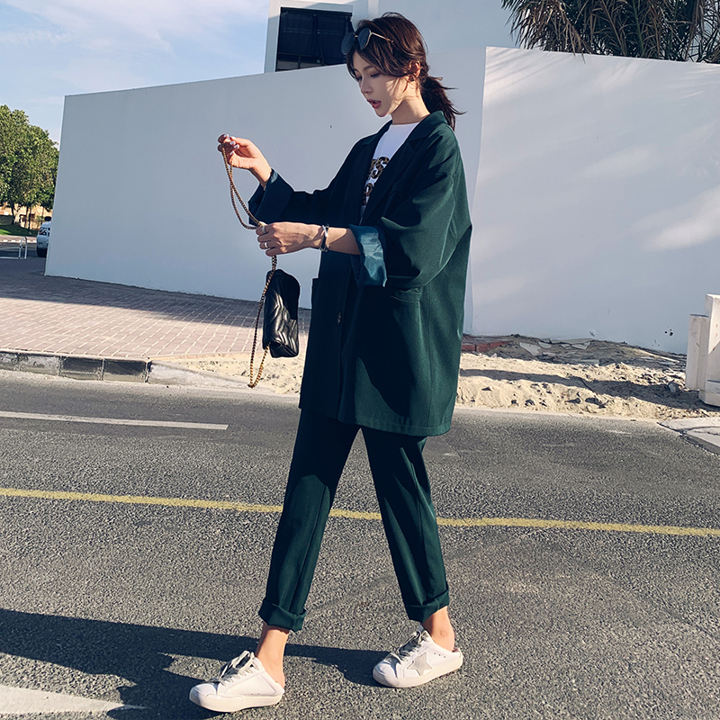 Ink Green Casual Suit Suit Woman Spring Autumn 2022 New Superior Feel Fried Street Temperament Fashion Little West Suit Jacket