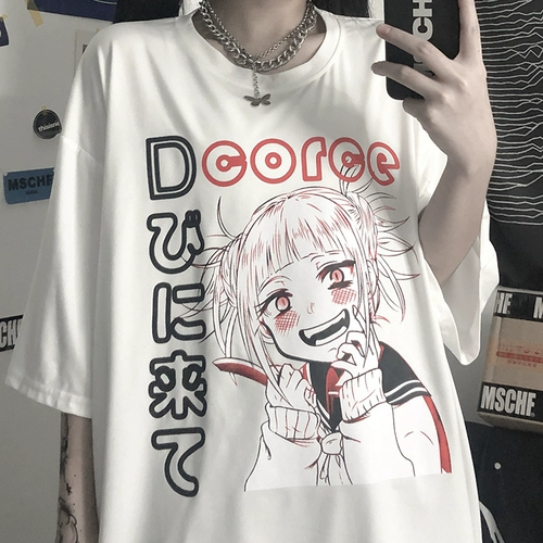 INSSTUDIOS Summer Trend Ins Diablo Anime Girl Girl Двухмерная печать свободно короткая -пожилка T -Shirt Tide
