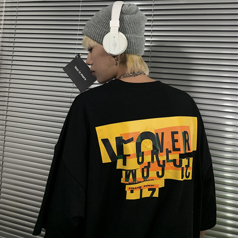 INSstudios 22ss trend ins Korean version of retro irregular letter printing short-sleeved personality T-shirt men and women