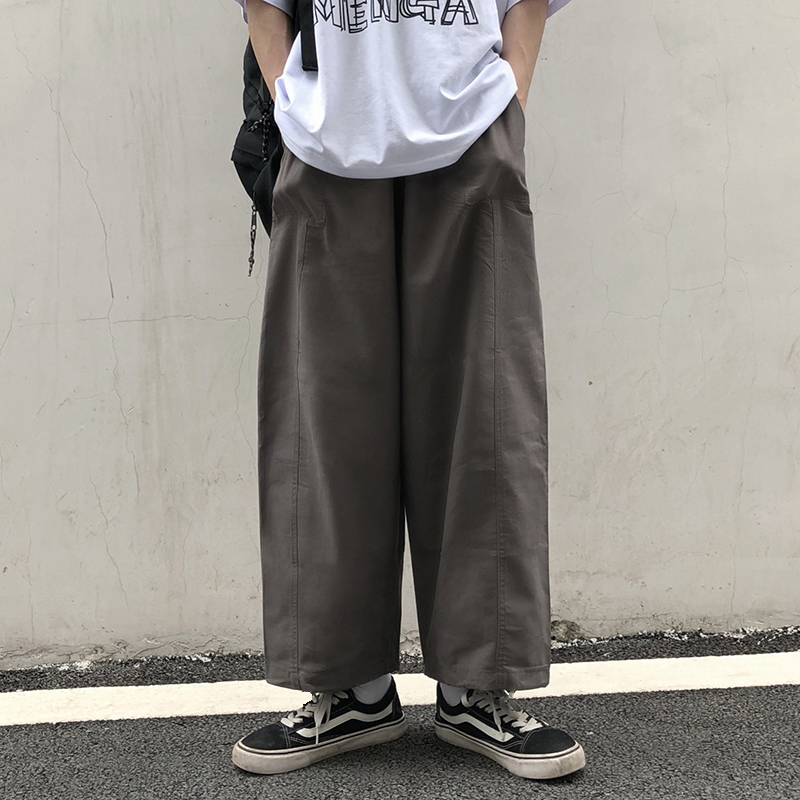 INSstudios Korean ins trend Japanese vintage Joker loose wide leg overalls casual trousers men and women