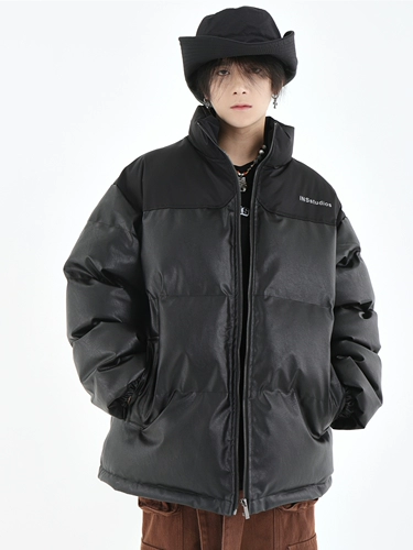 INSstudios Зимний полиуретановый пуховик для влюбленных, куртка, этнический стиль, в американском стиле, с печатью вашего логотипа