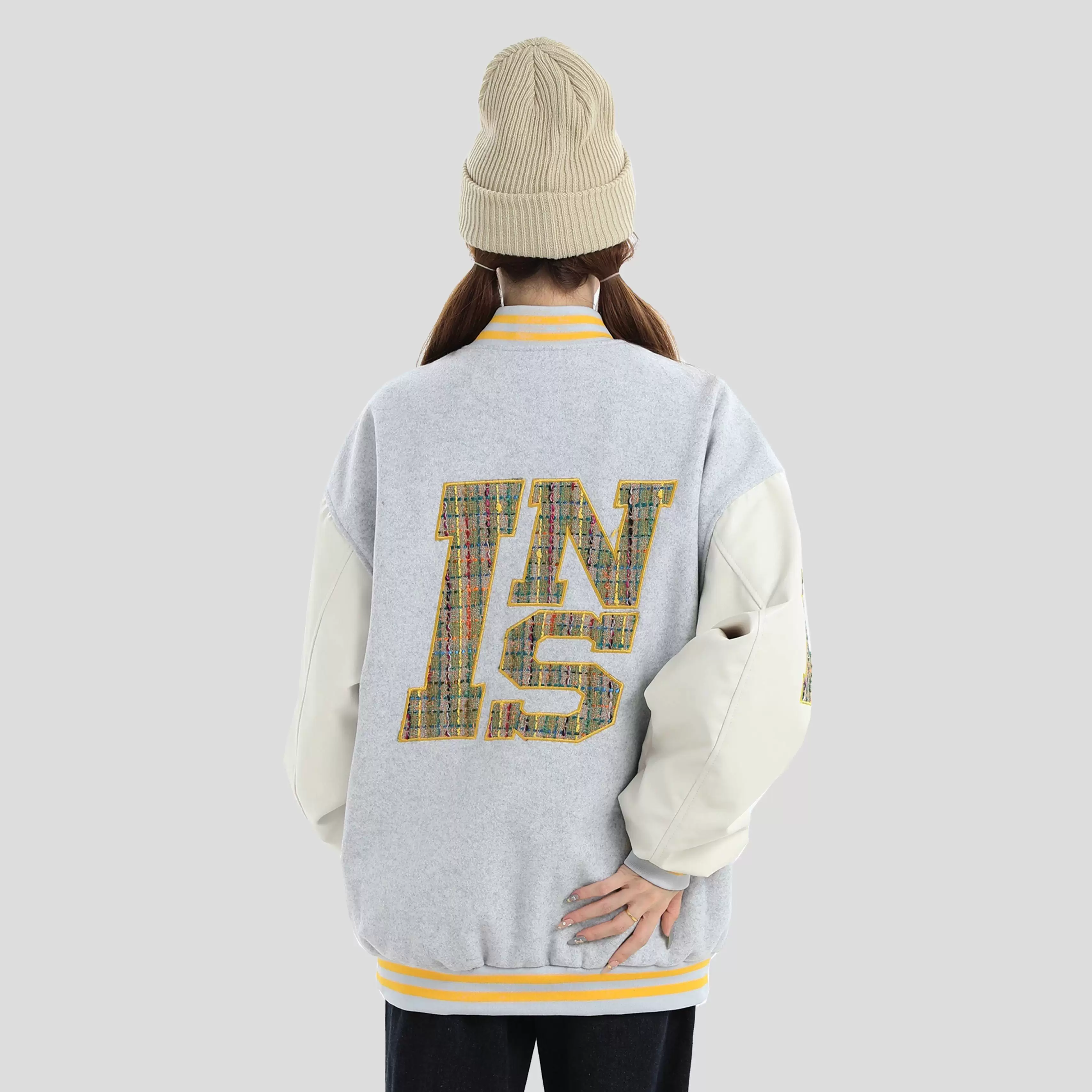 Джинсовая ткань INSstudios этнический бейсбол uniform, куртка, американский стиль, свободный крой