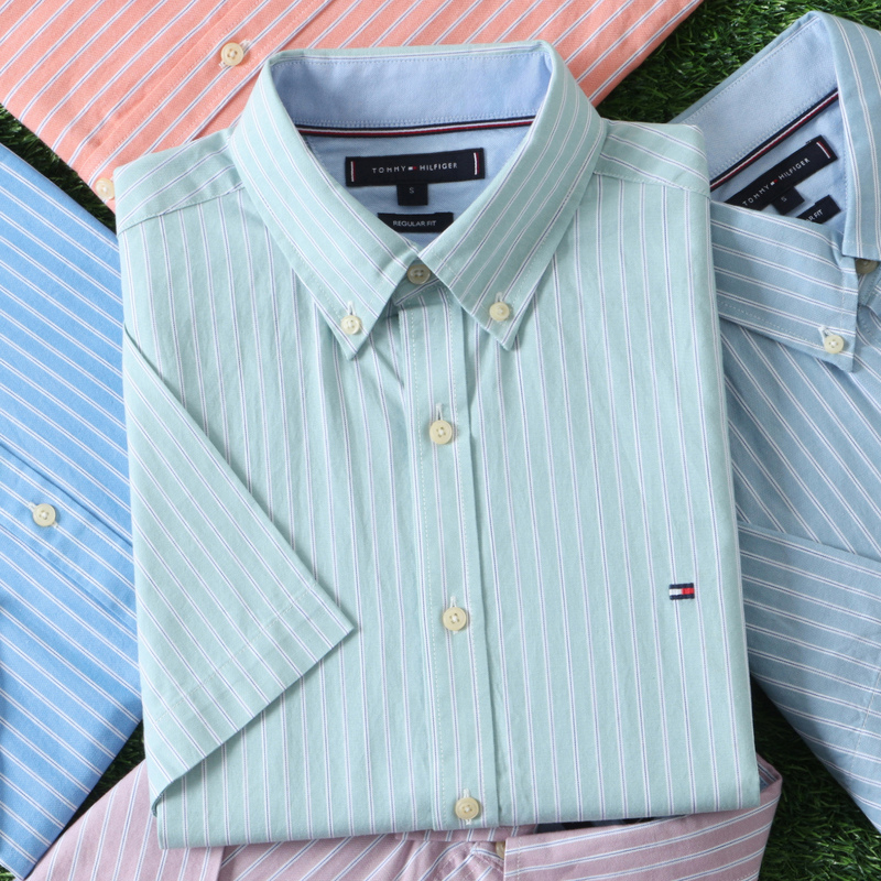 Ole Genuine Tommy Striped Short-Sleeved Shirt for Men, Business Casual Summer Non-Iron Half-Sleeve Polo Shirt Ole Genuine Tommy Striped Short-Sleeved Shirt for Men, Business Casual Summer Non-Iron Half-Sleeve Polo Shirt