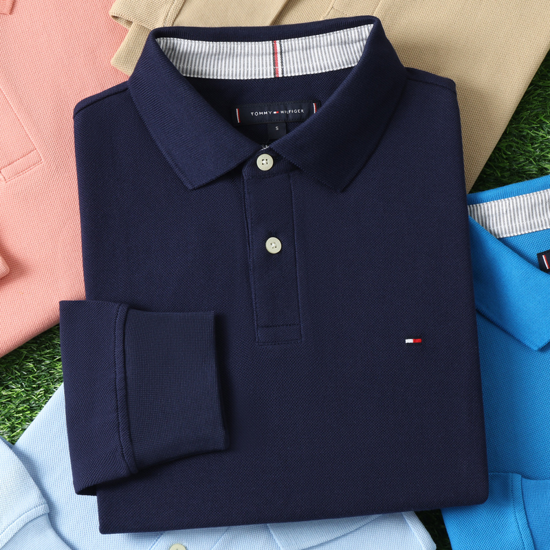 North American Genuine Tommy Long-Sleeved Polo Shirt for Men, Fashionable, Casual, High-End Pure Cotton, No-Iron Spring and Autumn Lapel T-Shirt North American Genuine Tommy Long-Sleeved Polo Shirt for Men, Fashionable, Casual, High-End Pure Cotton, No-Iron Spring and Autumn Lapel T-Shirt
