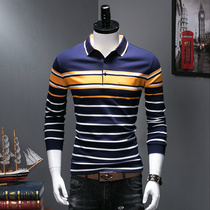Break Code Clear Cabin Spring Autumn Season Polo Shirt Male Long Sleeve Sashimi Youth Handsome Paul Shirt Turned Man T-Shirt Stripes