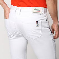 Fall Pure White Jeans Mens Foot Fashion Elastic Comfort Mens Embroidered Casual Pants Mens Tide Cards