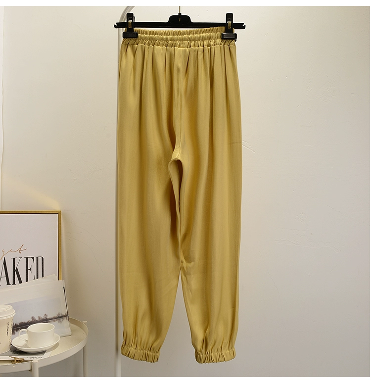 Quần lụa amoniac đồng chín điểm 2019 quần mới harem mùa hè lỏng lẻo in quần giản dị quần ống chân - Quần Harem quần harem nữ công sở