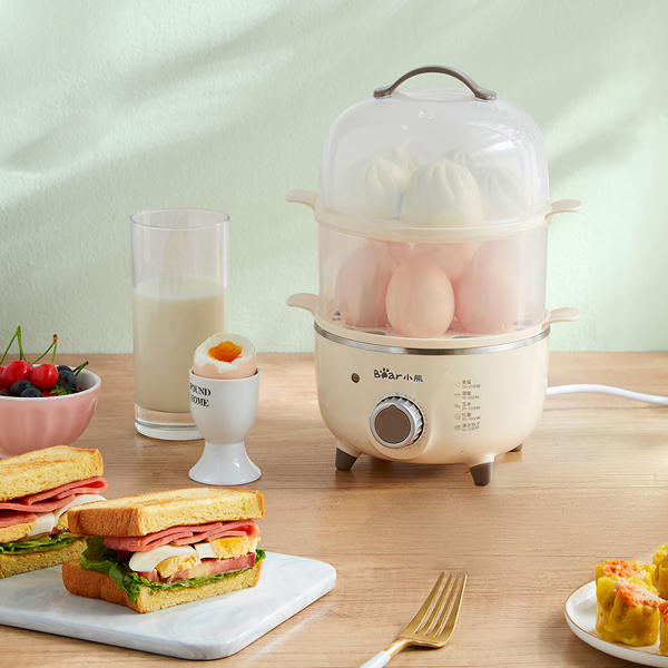 Small Bear Cook Egg Steamed Egg automatic power off Home Small 1 person Double mini Dormitory Chicken Egg Spoon Breakfast God