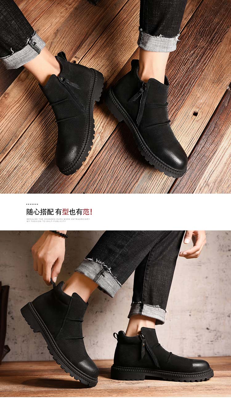 Giày da cao cổ Martin ủng nam cao cổ Anh Chelsea bốt tay áo giầy nam cao cổ