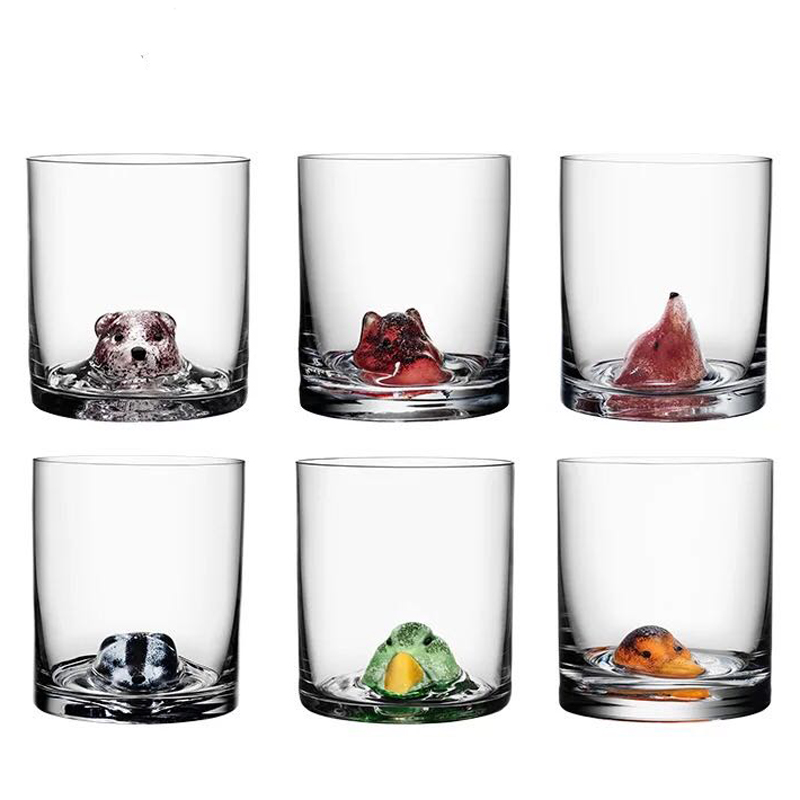 Creative Animal Glass Water Cup Small Bear Water Glass Home Water Glass Beer Cup Personality Whisky Spirits Goblet Vintage Cup