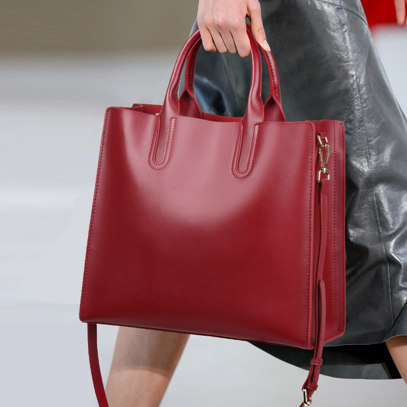 Handbag for Women 2026 New Genuine Leather Large Bag Red Tote Bag Large Capacity Briefcase for Commuting Computer Wedding