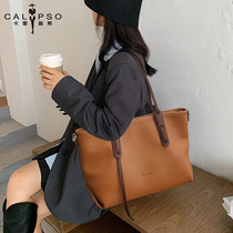 Leather tote bag female 2021 new niche design messenger large bag cowhide large capacity bag fashion shoulder bag