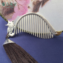 Aiji silver comb 999 foot silver comb female snow silver hair comb retro pure handmade Paimei proud cooked silver comb