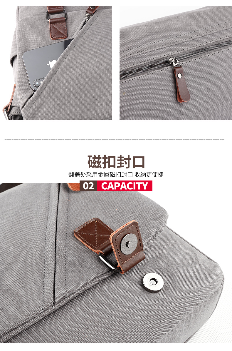 Đường phố retro vải nam xu hướng túi Messenger vai giản dị túi đơn giản túi chéo cơ thể kinh doanh túi messenger túi nam - Túi của con người túi lv