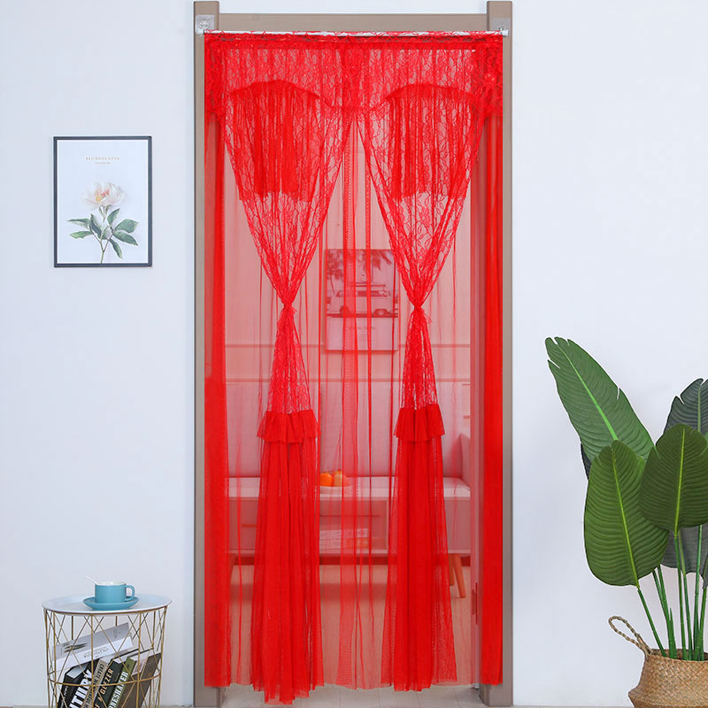 Free Punch Door Curtain Partition Window Summer Anti Mosquito Fly Home Red Yarn Curtain Bedroom Partition Decorated Kitchen dressing room