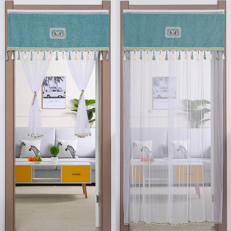 Transparent long door curtain fabric Anti-mosquito Veil Door Curtain Bedroom Lace Partition Cloth Curtain Summer Decorate Home Free Stiletto