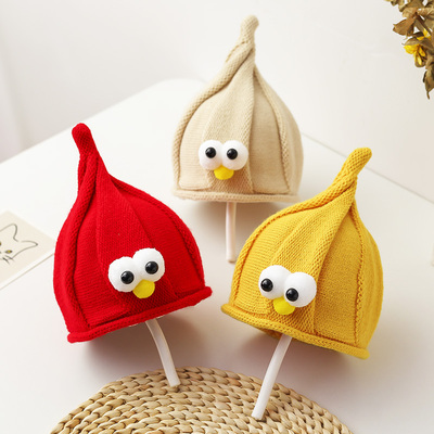 韩版儿童毛线帽加绒奶嘴帽