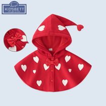 Girls  cloak jacket Red festive baby cloak Foreign style female baby windproof clothing Spring and Autumn childrens out shawl