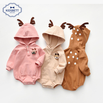 Baby clothes 2021 spring men and women Baby long sleeve triangle climb suit bag fart ha cute full moon out