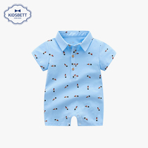 Summer new male baby one year old dress full moon suit jumpsuit polo short sleeve ha dress foreign baby boom