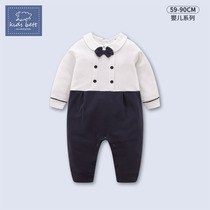 Childrens clothing autumn and winter clothing new male baby gentleman conjoined clothes handsome baby climbing clothing Gentleman Full Moon dress