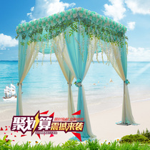  Wedding props Four corners pavilion Xi Pavilion square pavilion wedding ceremony pavilion shelf gauze curtain wedding princess wishing flower pavilion counter