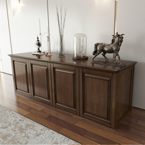 American pure solid wood bedroom by wall High-style TV cabinet Composition for old minimalist guests hall furniture small family type white wax wood