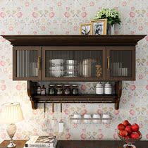 American Solid Wood Wall Cabinet Kitchen containing cabinet Dining Side Cabinet Wall Shelve Wall wall-mounted Cupboard Restaurant Lockers Chandelier