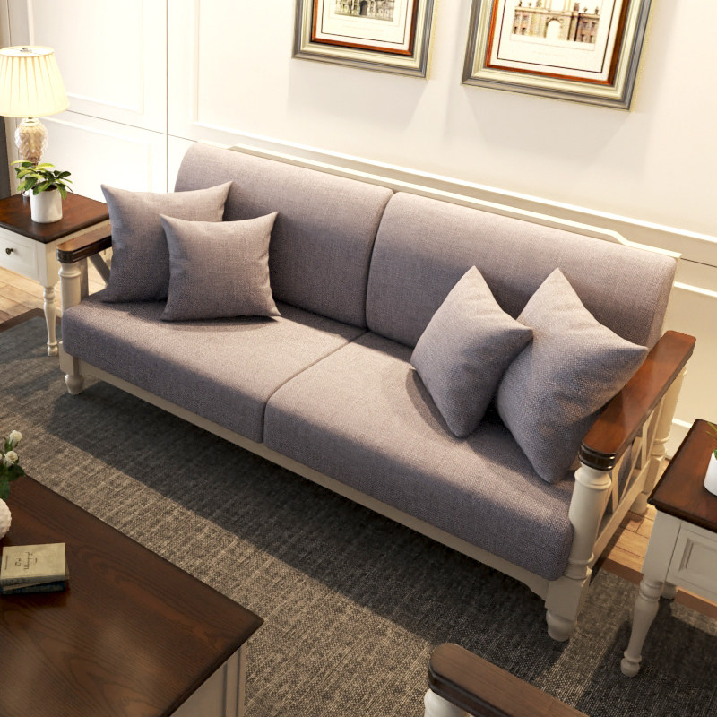 American country all solid wood sofa new Chinese three-seat combination modern minimalist Mediterranean villa living room furniture
