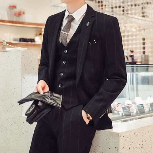 沐檀 Мужской комплект, костюм, свадебное платье, 3 предмета, облегающий крой