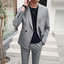2020 spring new suit mens suit youth Korean version of self-cultivation set leisure British style handsome suit trend