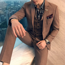 Suit male yuppie Net red trend handsome coat Korean version of slim luxury mob groom groom best man suit suit
