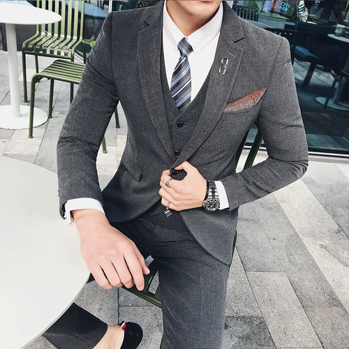 Мужской комплект, пиджак классического кроя, свадебное платье в английском стиле для отдыха, в корейском стиле, в британском стиле