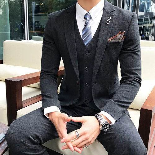 Мужской комплект, пиджак классического кроя, свадебное платье в английском стиле для отдыха, в корейском стиле, в британском стиле