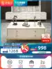 Light luxury TV cabinet Coffee table combination Gold-plated living room Modern simple floor cabinet set TV cabinet Small apartment art