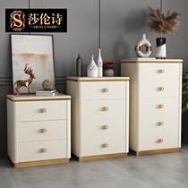 Chest cabinet solid wood locker simple modern drawer cabinet light luxury bedroom storage cabinet against the wall three four five bucket cabinet