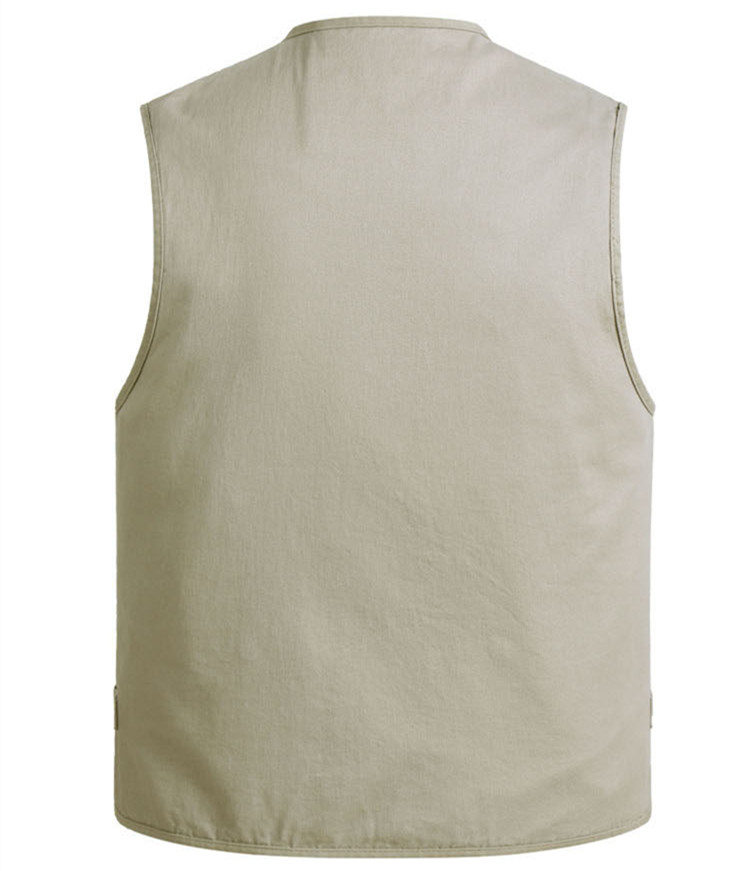Mùa xuân và mùa thu vest mùa đông bằng vải cotton giặt nhiều túi trung niên ngoài trời chụp ảnh giải trí câu cá vest vest nam áo ghi lê nhiều túi