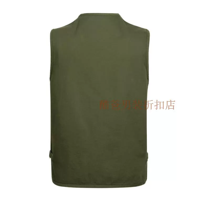 Mùa xuân và mùa thu vest vải cotton giặt nhiều túi trung niên ngoài trời chụp ảnh giải trí câu cá vest vest vest nam áo vest nam tuổi 50