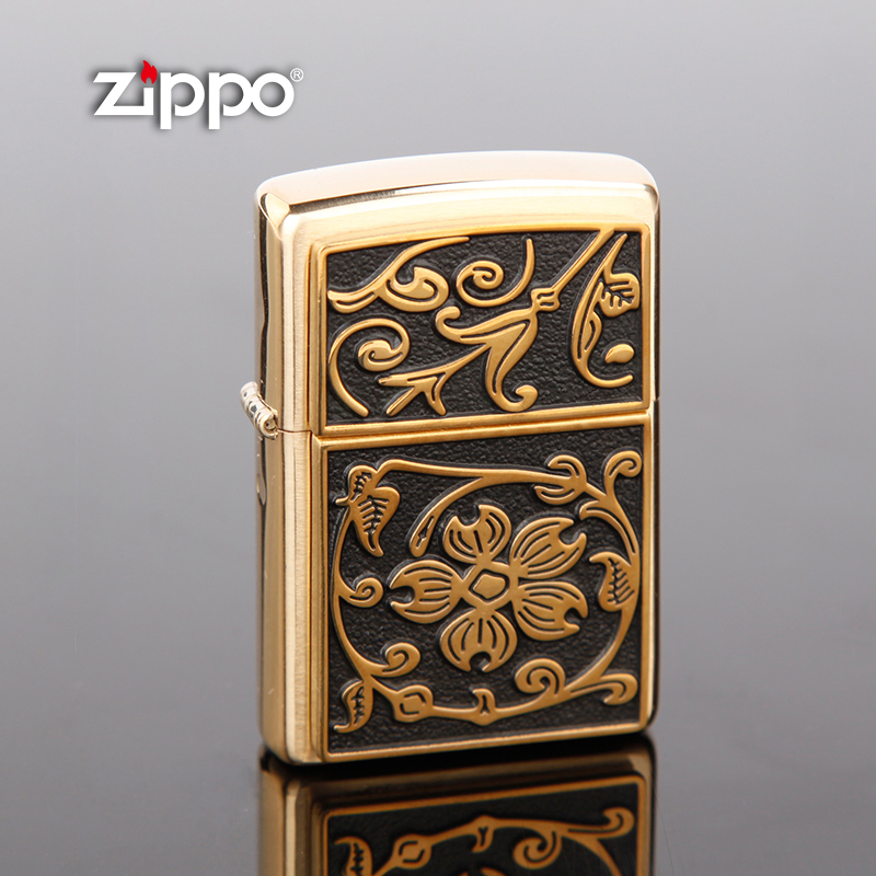 Original zipped zippo lighter brass adhesive black gold desert rose 20903 Sesame Special Cabinet Genuine windproof