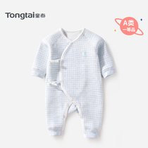 Tongtai baby jumpsuit newborn autumn and winter thickening partial Open warm clothes 0-3 months male and female baby climbing suit