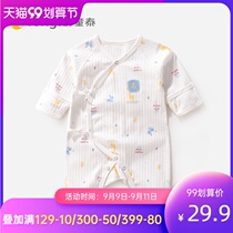 Tongtai baby ha clothes newborn Spring and Autumn Winter cotton partial open lace closed crotch butterfly dress boneless climbing suit