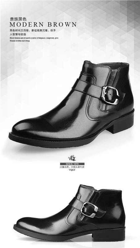 Giày cao cổ nam VQGT Giày nam cao cổ nam Giày da nam nhọn Giày da nam mùa đông Martin ủng thủy triều cộng với nhung